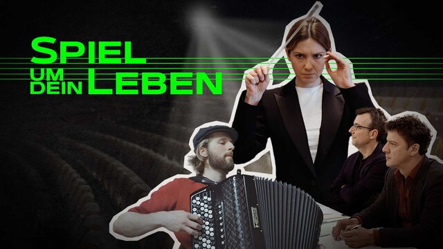 Foto-Montage mit Teilnehmenden der Serie, daneben neongrüner Schriftzug des Titels