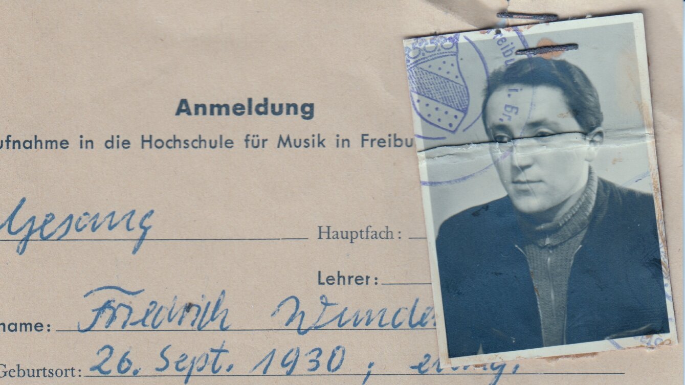 Passfoto von Fritz Wunderlich in seinem Anmeldeformular